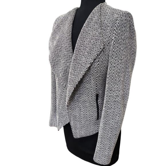Halogen Blazer Black and White Knit Chevron Pattern Size XS - Picture 2 of 10